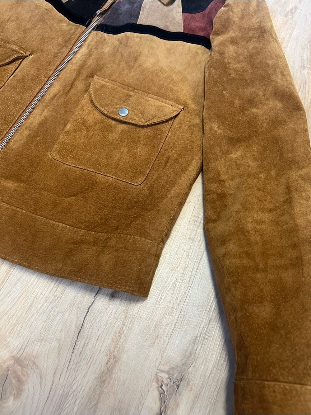 Mango MNG Genuine Leather Suede Patchwork Jacket Size Small - Picture 4 of 7